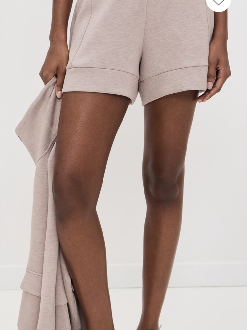 Varley High-Rise Atrium Knit Shorts in lilac/light purple.